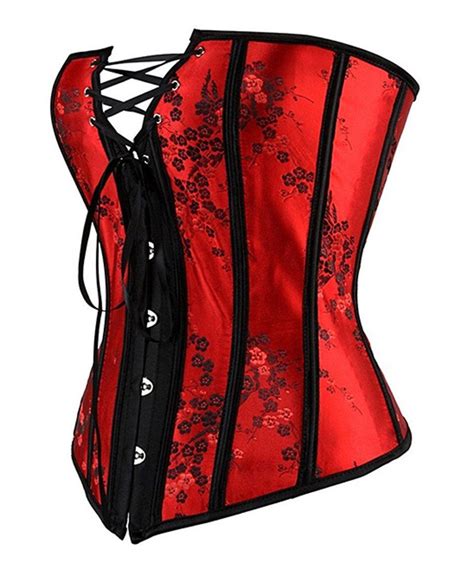 Take A Look At This Red Floral Lace Up Corset Today Gothic Corset Dresses Burlesque Corset