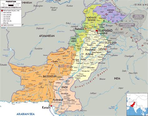 Large political and administrative map of Pakistan with roads, cities ...