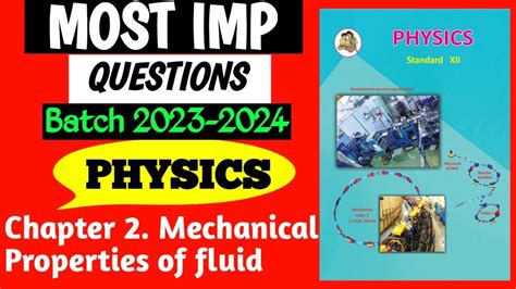 Most Imp Questions Of Physics Chapter 2 Mechanical Properties Of Fluid