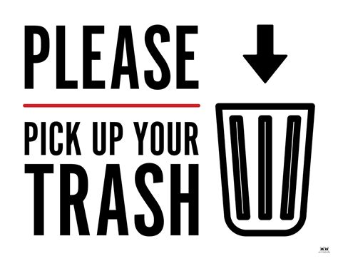 Trash Signs - 20 FREE Printables | Printabulls