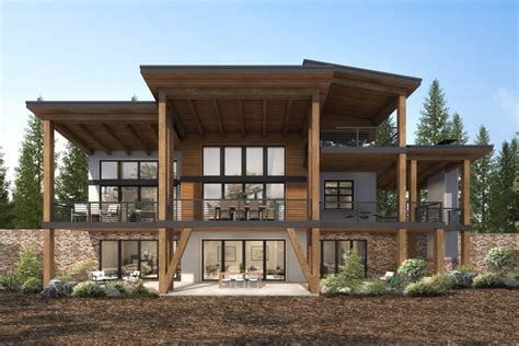 Two Story Contemporary Mountain House Plan With Two Master Suites