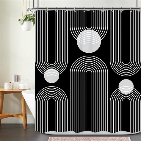 Ufeela Black Shower Curtain Mid Century Modern Abstract