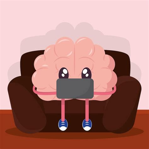 Personaje De Dibujos Animados De Cerebro Lindo Aislado Con Una