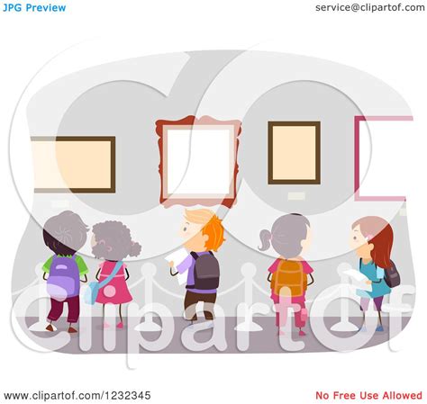 Clipart of Diverse School Kids on an Art Museum Field Trip - Royalty ...