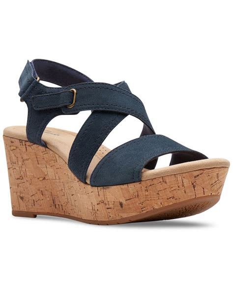 Clarks Womens Rose Way Crisscross Cork Wedge Sandals Macys