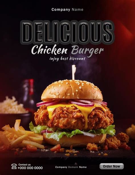 Delicious Burger Poster Template Fast Food Social Media Vertical