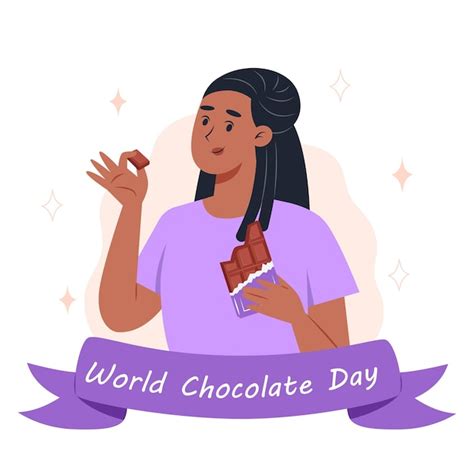 Día mundial del chocolate una mujer joven comiendo una barra de