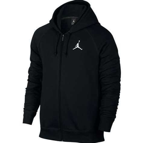 Nike - Mens Jordan Flight Full Zip Hooded Sweatshirt Black/White 823064 ...