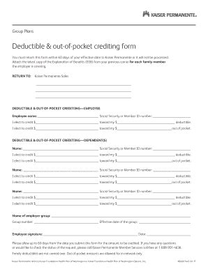 Fillable Online Ghc Deductible Out Of Pocket Crediting Form Group