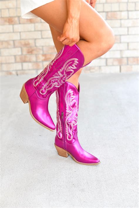 Broadway Girls Hot Pink Cowboy Boots Three Cords Boutique