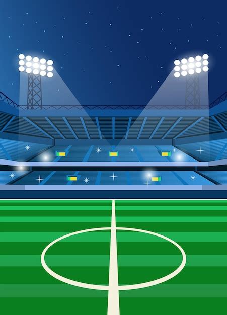 Premium Vector | Soccer stadium at night