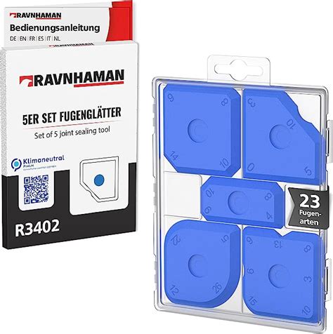 RAVN HAMAN 5er Set Fugenglätter Blau Fugenwerkzeug mit 23