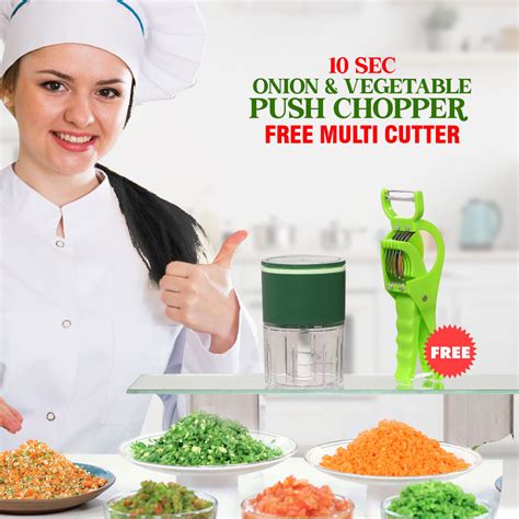 Buy 10 Seconds Onion Vegetable Push Chopper Free Multi Cutter PC6