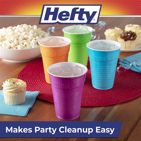 Hefty Party On Disposable Plastic Cups Assorted 16 Ounce 100 Count