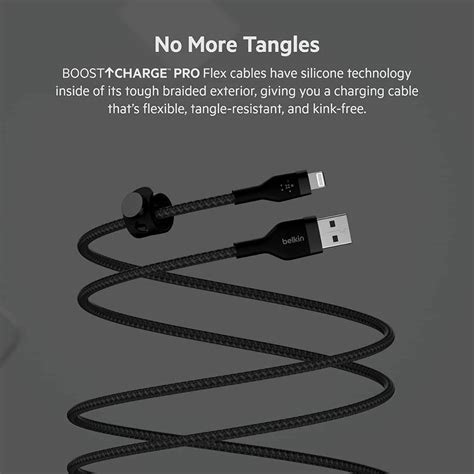 Belkin BoostCharge Pro Flex Braided USB Type A To Lightning Cable 1M 3