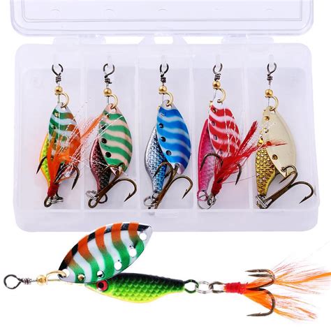 Fishing Lure Spinner Spoon Lure Rotating Metal Sequins Bait Hooks