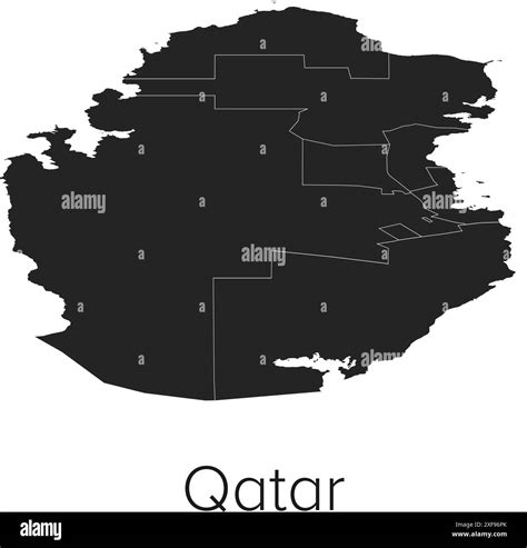 Qatar Map Vector Illustration Silhouette Outline Qatar Travel And