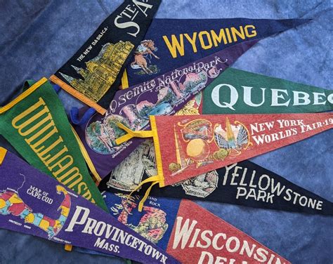 Vintage Felt Pennants Instant Collection 9 Souvenir Tourist Flags Etsy