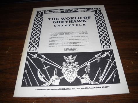 Tsr Adandd Greyhawk The World Of Greyhawk Gazetteer 1931276073