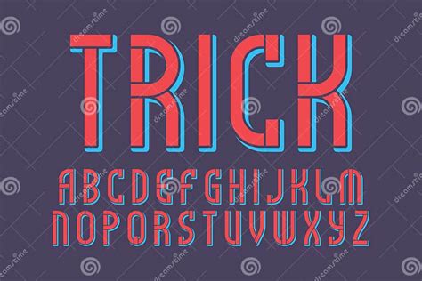 Trick Letters Typeface Two Color Stencil Font Stock Vector