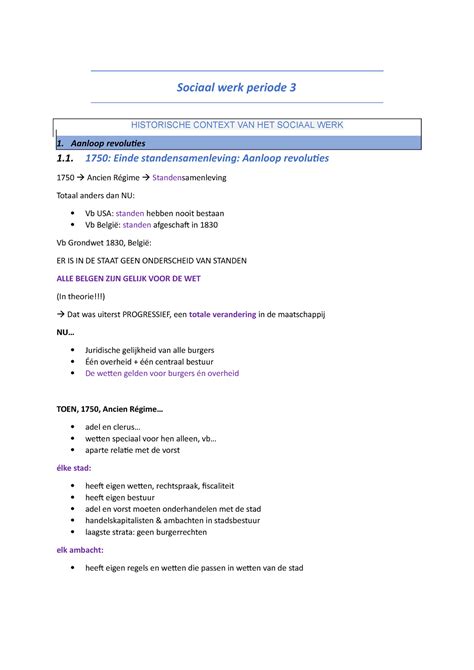 Sociaal Werk Samenvatting Sociaal Werk Periode