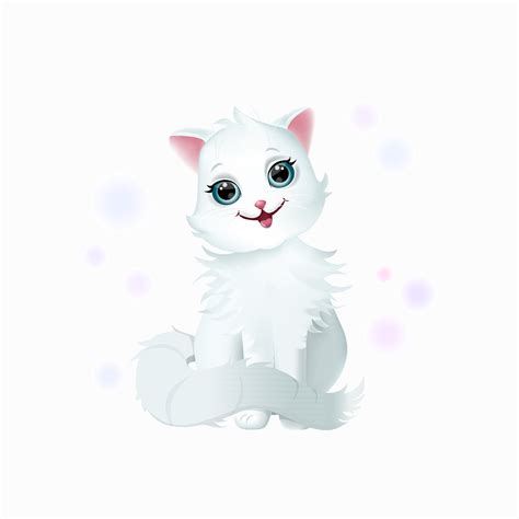 Cute White Kitten With Beautiful Big Blue Eyes Isolated On A White