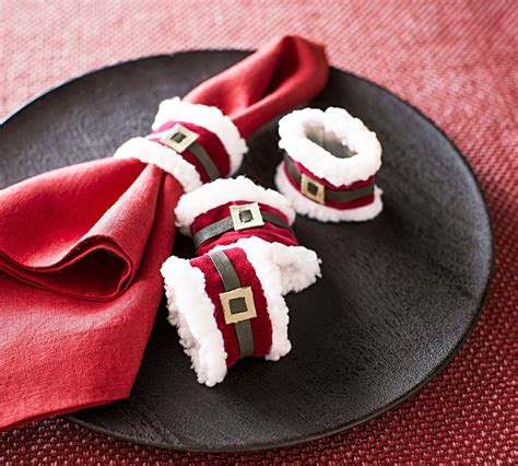 Santa S Belt Napkin Rings Set Of Pottery Barn