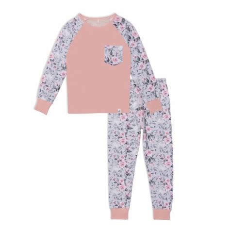 Organic Cotton Two Piece Printed Pajama Set Grey With Roses 18m Kroger