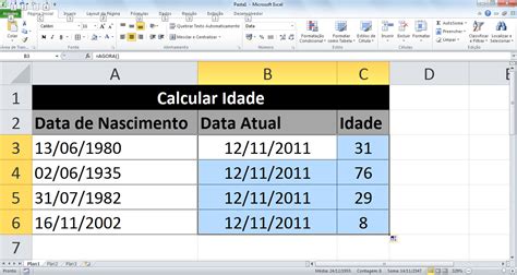 Calcular idade no Excel Excel Soluções