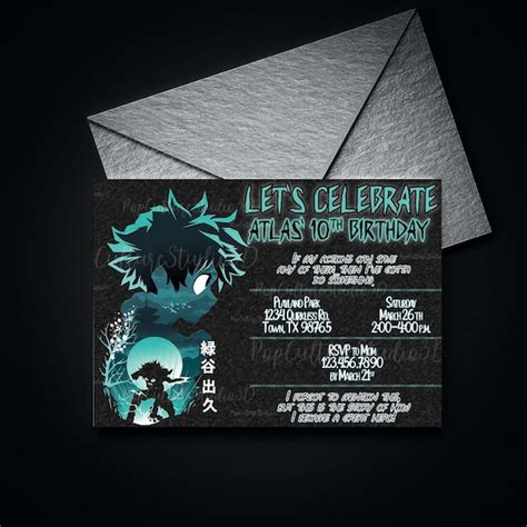 Anime Theme Birthday Party Invitation Made To Order Digital Etsy