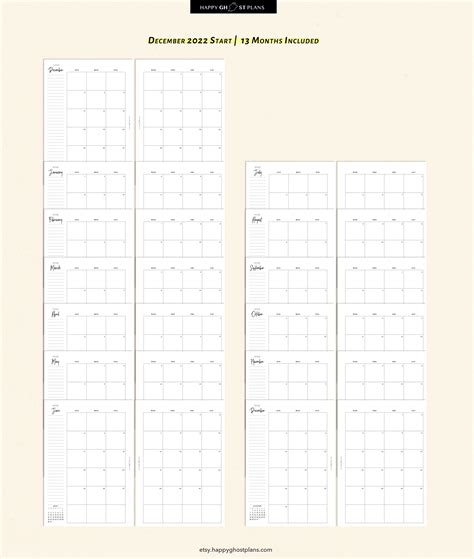 2023 Monthly Calendar Printable A5 Inserts 2023 Two Page - Etsy