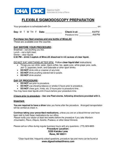 Fillable Online Sigmoidoscopy Preparation Instructions Michigan