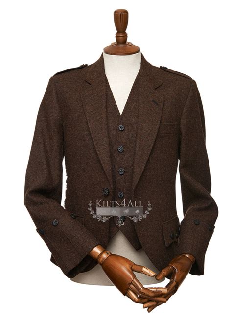 Mens Brown Herringbone Tweed Highland Argyll Jacket And Waistcoat Kilts4all