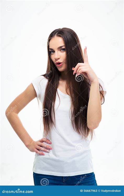 Jolie Jeune Femme Dirigeant Le Doigt Image Stock Image Du Fille