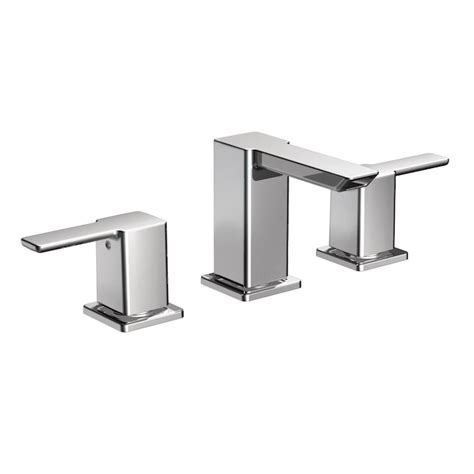 Moen 90 Degree Chrome Widespread 2 Handle Watersense Bathroom Sink Faucet With Drain In The