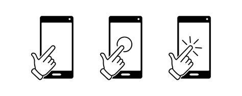 Touch Screen Smartphone Icon Set Hand Touch Screen Mobile Phone Click Vector Illustrationset