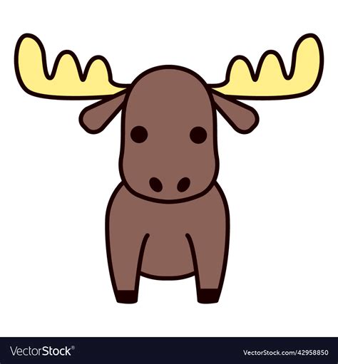 Cute moose flat high quality Royalty Free Vector Image