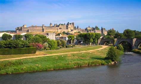 View of the Old Town Carcassonne, Southern France. Stock Image - Image ...