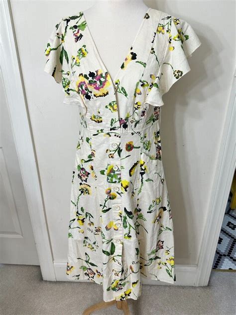 Tanya Taylor Womens Inez Ivory Floral Print Midi Dre Gem