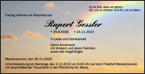 Traueranzeigen Von Rupert Gessler Schwaebische De Trauerportal