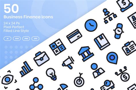 50 Business Finance Icons Filled Line Graphic By Kmgdesignid