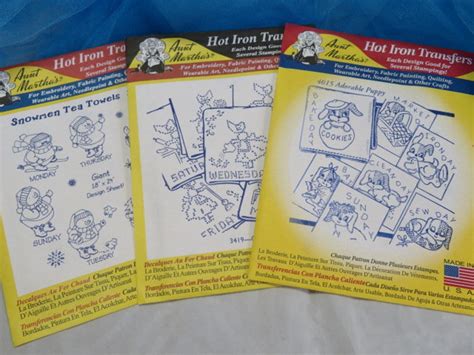 Aunt Martha S Hot Iron Transfers Brand New Snowmen Colonial Girl And Puppies Etsy