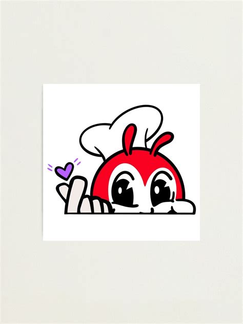 Jollibee Peeking Finger Heart Filipino Sticker Photographic Print For