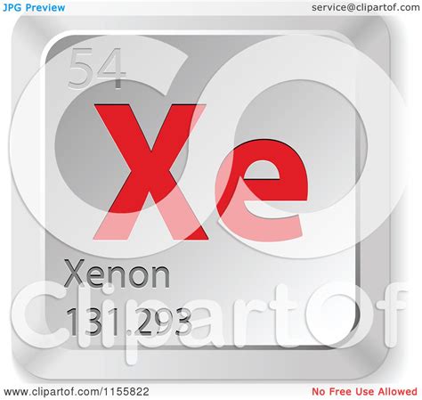 Clipart Of A 3d Red And Silver Xenon Chemical Element Keyboard Button