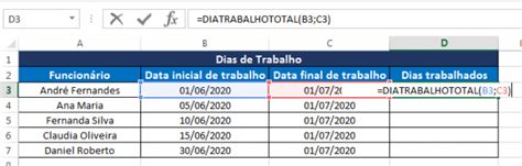 Fun O Diatrabalhototal No Excel Dias Teis Excel Easy