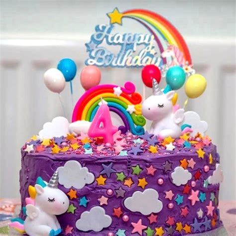 Hoobi Eenhoorn Cake Topperkit Cloud Rainbow Ballon Happy