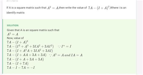 If Mathrm A Is A Square Matrix Such That Mathrm A 2 Mathrm A