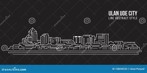 Cityscape Building Line Art Vector Illustration Design Ulan Ude City Stock Vector