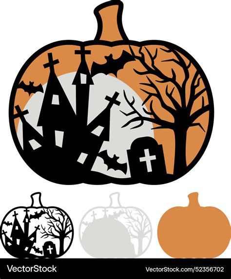 D Layered Halloween Pumpkins Svg Template Vector Image