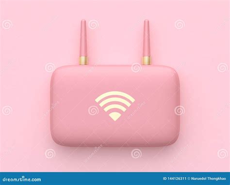 3d Rendering Pink Minimal Abstract Technology Equipment Wifi Router